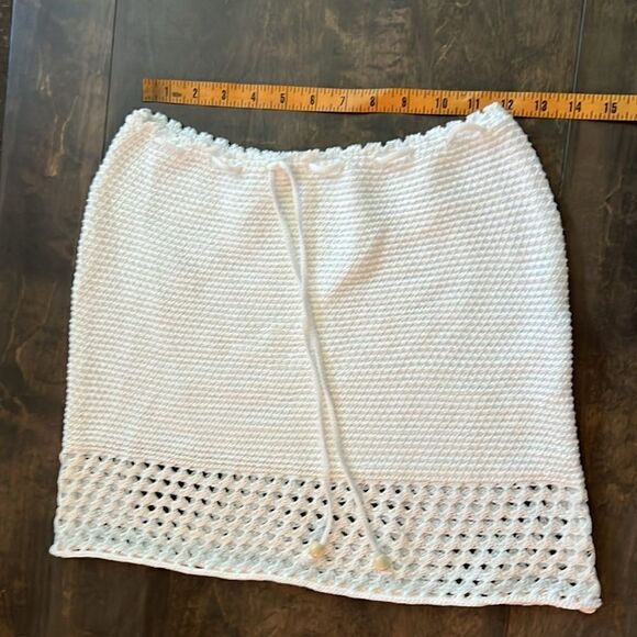 Crochet Knitted 2Pcs Hollow Out Backless Tube Top+Elastic Waist Mini Skirt Set - Picture 13 of 16